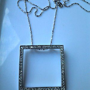 sterling silver and cz rectangle necklace